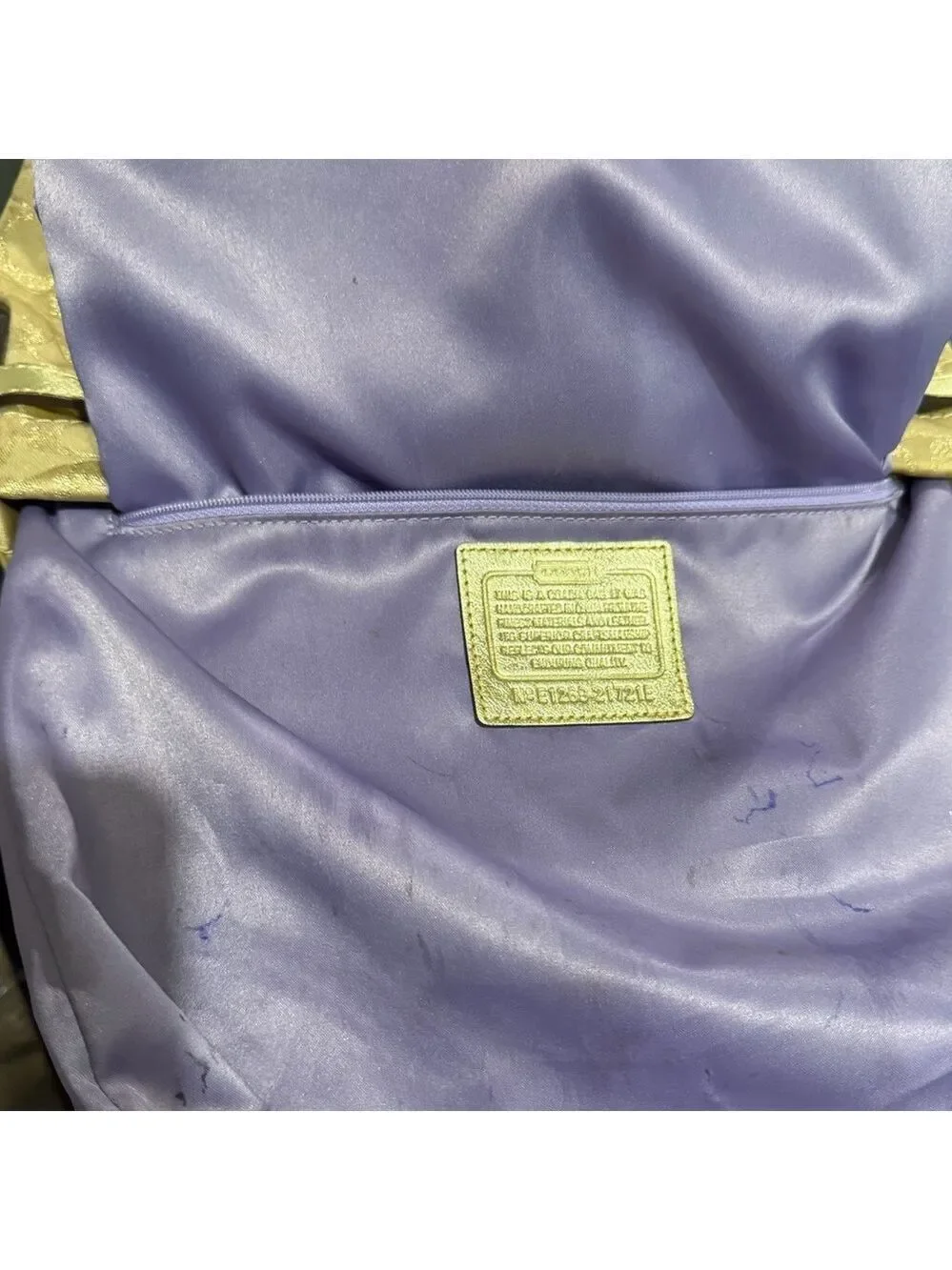Coach Signature Brooke Hobo Bag Metallic Gold Sateen Gold Hardware Hang Tag